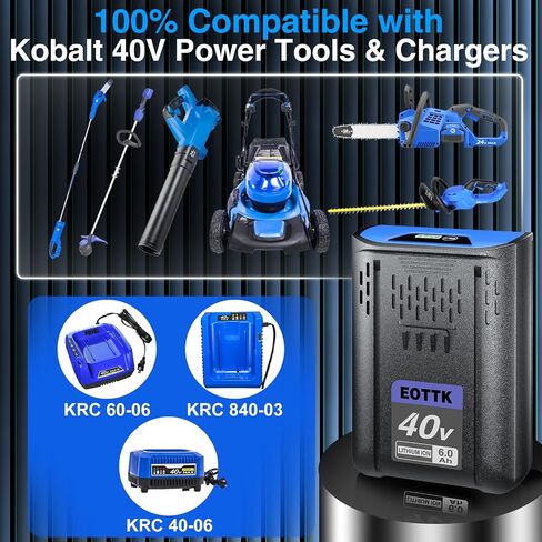 EOTTK 6000mAh Replacement for Kobalt 40V Battery | Compatible with kobalt 40v max Battery KB540-06, KB440-06 KB240-06, KB2540C-06 Power Tools in Kuwait