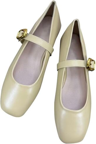 Dear Time Women's Vintage Mary Jane Flats Retro Square Toe Comfortable Ballet Flats Dress Office Shoes in Kuwait