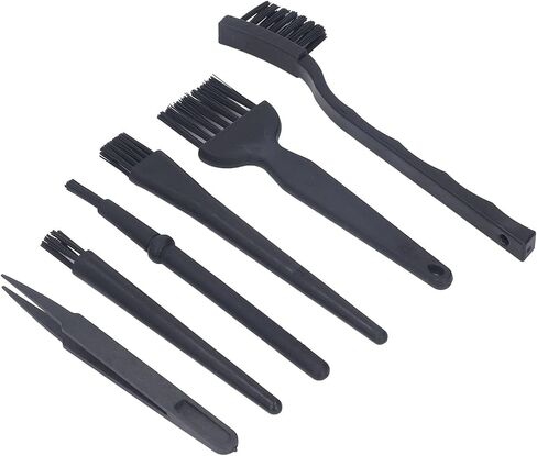 Aramox Anti Static Brush Set 6 Pieces Nylon Cleaning Brushes with Tweezer for Keyboard Electronics PC Laptop Camera Car Interior in Kuwait