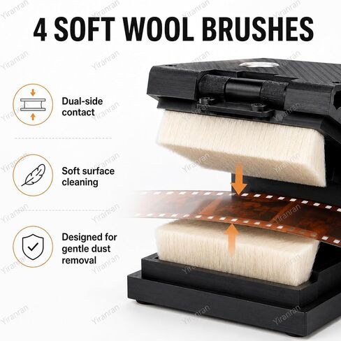 Electric Film Anti-Static Dust Remover, 135/120 Negative Cleaning Brush, Ionizer-Assisted Airflow and Four Brushes, Built-in Plasma Static Eliminator, for Black & White Negatives, Slide Film in Kuwait