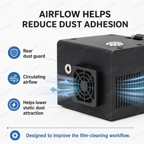 Electric Film Anti-Static Dust Remover, 135/120 Negative Cleaning Brush, Ionizer-Assisted Airflow and Four Brushes, Built-in Plasma Static Eliminator, for Black & White Negatives, Slide Film in Kuwait