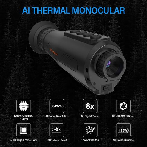 Thermal Monoculars, 384x288 Ai15 Thermal Imaging Monoculars 1.43" Large AMOLED Display Night Vision Monocular for Hunting in Kuwait