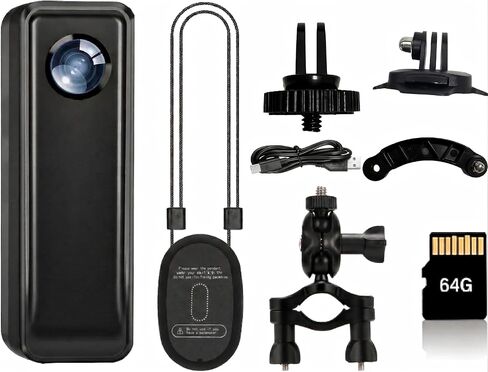 4K Action Camera with 64GB Memory Card, Wearable Body Worn Cam with Audio and Video Recording, Portable Vlogging, Hands-Free POV Recording, Helmet Cam for Cycling, Motorcycle in Kuwait