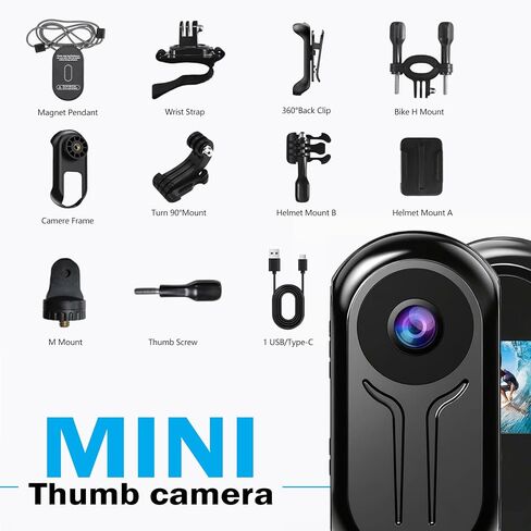 Mini Body Camera 1080P, Thumb Size Wearable Action Body Cam with Magnetic Clip - Portable POV Body Worn Camera for Outdoor Security, Travel, Sports in Kuwait