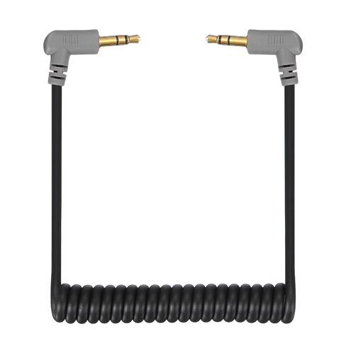 3.5mm TRS to TRS Patch Cable Cord Wire, Angle-Angle Microphone Patch Cable Coiled Retractable Adapter for Video Mic DSLR Camera PC, Black(3-Pole to 3-Pole) in Kuwait