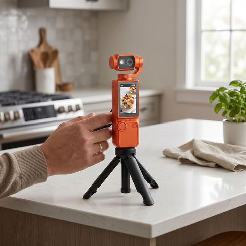 4K Handheld Action Camera, 2 Inch Screen 16x Zoom Auto Portable Vlog Camera with 180 Degree Rotating Lens and Tripod for Sports Life Record in Kuwait