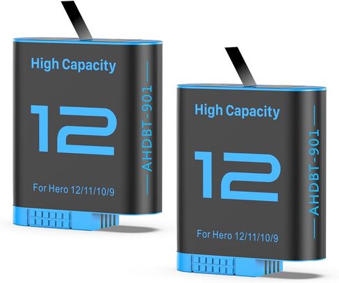 2 Pack 2580mAh Replacement Batteries for Gopro Hero 12/11/10/9 in Kuwait