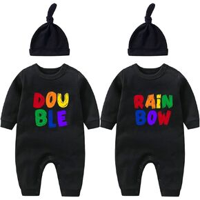 Baby Twins Bodysuit Infant Newborn Twin Baby Boy Girl Double Rainbow Romper Outfits Fall Baby Clothes in Kuwait