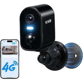 KKB 4G LTE Cellular Security Cameras Wireless Outdoor, Magnetic Mount, 2K No WiFi Security Camera Indoor Battery Powered Built-in SIM, Off-Grid Camera for RVs/Travel/Camping, Subscription Required in Kuwait