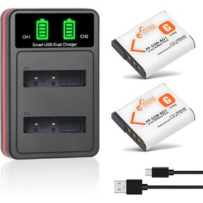 بطارية Pickle Power NP-BG1 واستبدال شاحن مزدوج LED لبطارية Sony NP-FG1 NPBG1 G من النوع وCybershot DSC H9/H10 Series، DSC-HX5V، HX9V، W30، W50، W55، W70، W80، W630، T20/T100 Series Camera in Kuwait