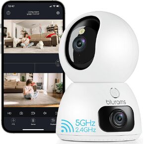 blurams 4MP Cameras for Home Security, 360° PTZ Pet Indoor Camera with Phone App, One-Touch Call, Dual-Band WiFi 6, Free Human/Pet/Motion/Sound/Cry Detection, Compatible with Alexa in Saudi Arabia