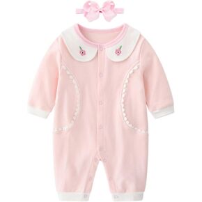 Infant Baby Girl Long Sleeve Romper Cotton Cute Style Newborn Toddler Jumpsuit Outfit 0-18 Months in Saudi Arabia