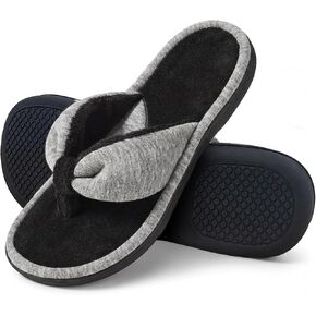 Wishcotton Women's Adjustable Memory Foam Flip Flop Slippers Cozy Lightweight Open Toe House Shoes, Grey, 9-10 Women | Ladies Indoor Slippers Summer Lightweight Open Toe House Sandals in Saudi Arabia