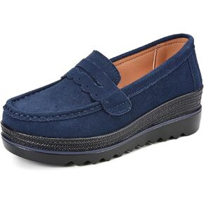 Ruiatoo Women's Slip-On Platform Loafers Suede Wedge Mocs Low-Top Lightweight Casual Office, Travel, Daily Walking Shoes in Saudi Arabia