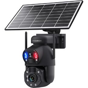 Solar Camera Outdoor Wireless, 6MP Dual View 36X Optical Zoom PTZ Security Camera, 2.4GHz WiFi, 50M Laser Infrared Night Vision, IP66 Waterproof for Home Yard Villa Farm Outdoor Surveillance in Kuwait