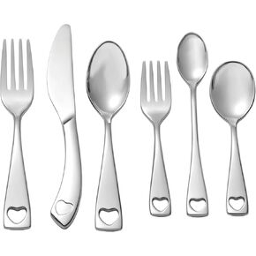 Oneida Little Love 6 Piece Fine Flatware Progress 18/10 Stainless Steel, Silverware Set | 18/10 stainless steel, mirror finish | includes feeding spoon, baby spoon, and fork | dishwasher safe in Kuwait