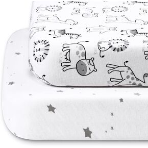 2 Pack Baby Bassinet Sheets Universal Fitted Sheets, 32 x 18 x3 Inches | 100% Cotton, Fit for Oval, Hourglass and Rectangular Bassinet Mattress Pad-Elastic Washable, White in Kuwait