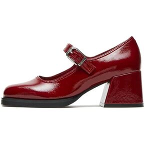 Mary Janes for Women Retro Chunky Heels Square Toe Platform Ankle Buckle Strap Pumps Party Dress Ballerina Shoes in Kuwait
