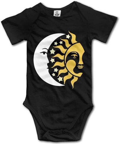 Moon Stars Sun Infant Cotton Climbing Bodysuit Short Sleeve Romper Jumpsuit Baby Girls Boys Black in Kuwait