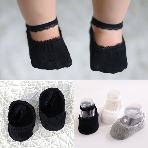 5 Pairs Baby Girls Lace Socks Newborn Soft Cotton Princess Mary Jane Dress Socks Infant Toddler Non Slip Socks in Saudi Arabia