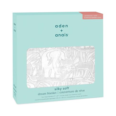 aden + anais Silky Soft Dream Blanket, 100% Viscose Bamboo Muslin Baby Blankets for Girls & Boys, Nursery Crib Blanket, Shower & Registry Gift, Culture Club - Animal Kingdom in Kuwait