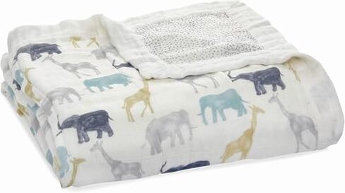 aden + anais Silky Soft Dream Blanket, 100% Viscose Bamboo Muslin Baby Blankets for Girls & Boys, Nursery Crib Blanket, Shower & Registry Gift, Culture Club - Animal Kingdom in Kuwait
