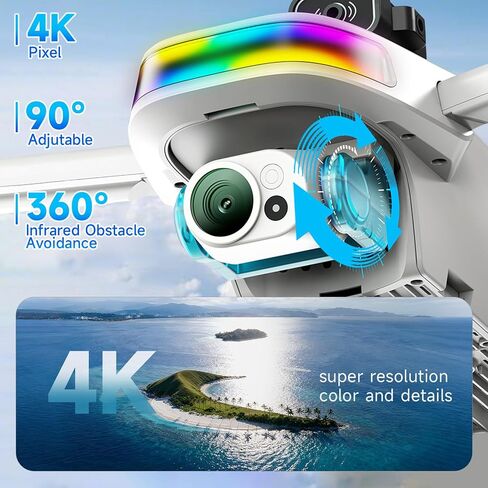 4K Drone with Camera for Adults & Beginners, 5.5" HD Touchscreen Remote, 30-Min Flight, Brushless Motor, Smart Obstacle Avoidance, One-Key Return, Foldable RC Drone Under 260g in Kuwait