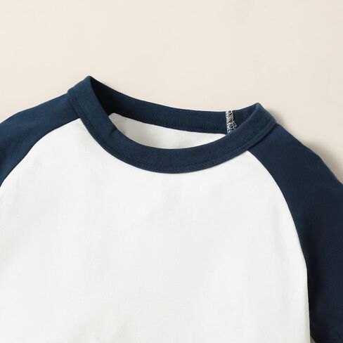 Toddler Baby Girls Boys Tshirt Raglan Shirt Baseball Tee Cotton T-Shirt Short Long Sleeve Solid Color Shirts (2-3 Years, YXX003F-Short) in Kuwait