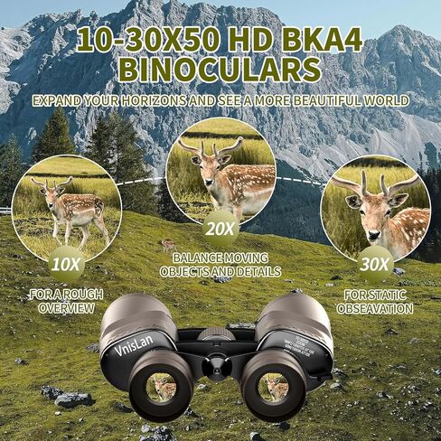 10-30x50 HD Zoom Binoculars for Adults with High-Powered & Image Stabilization - Waterproof, Clear Low-Light Vision Binos for Bird Watching, Hunting, Travel, Cruise Ship Use in Kuwait