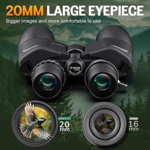 12-36x50 Zoom Binoculars for Adults High Powered Binoculars Hunting | Clear Low Light Vision, Large View, High Definition, BAK4 Prism, FMC, Easy Focus, Concert, Cruise Ship, Travel Hiking, Opera in Kuwait