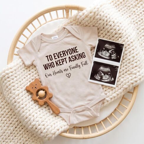 Pregnancy Announcement for Grandparents Gift, To Everyone Who Kept Asking: Our Hearts are Finally Full Infant Reveal Ideas, Newborn Pregnancy Announcement Outfit (0-3month,oat) in Kuwait