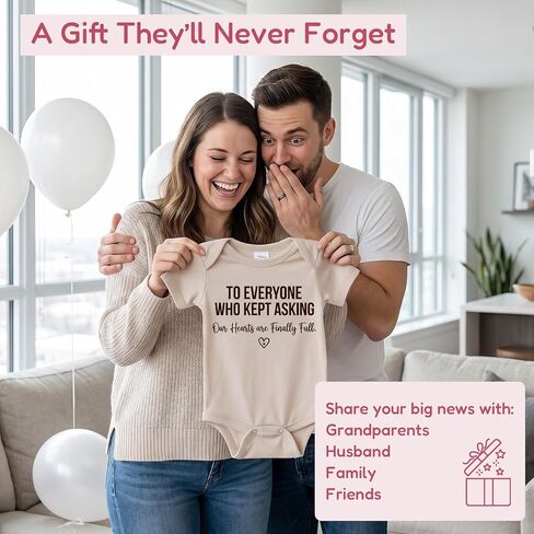 Pregnancy Announcement for Grandparents Gift, To Everyone Who Kept Asking: Our Hearts are Finally Full Infant Reveal Ideas, Newborn Pregnancy Announcement Outfit (0-3month,oat) in Kuwait