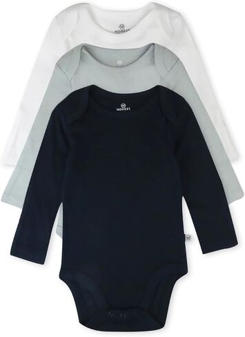 HonestBaby unisex-baby 3-pack Long Sleeve Bodysuits One-piece 100% Organic Cotton for Infant Baby Girls, Boys in Kuwait