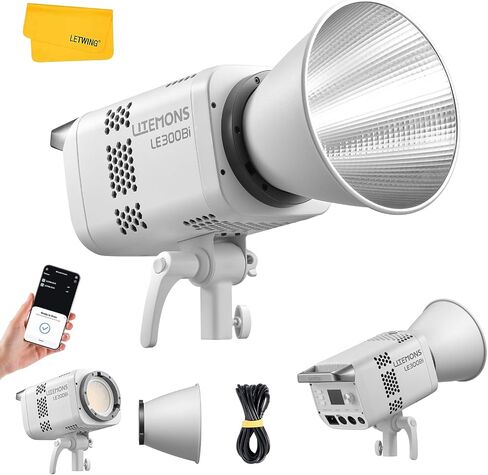 Godox Litemons LE300Bi Bi-Color COB LED Video Light 320W, 58900 Lux@1m, Professional COB LED Continuous Output Lighting w/Bowens Mount, CRI/TLCI 98+, Ultra-Quiet Studio Video Light, APP DMX Control in Kuwait
