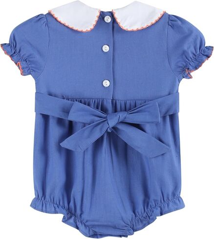 Lil cactus Blue Pumpkin Sunflower Smocked Collared Romper in Kuwait