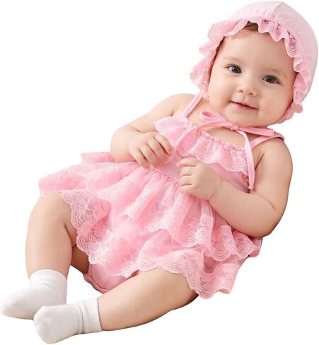 Preemie-12 Months Baby Girl Tutu Lace Romper Infant Tulle Dresses Clothes Summer Sleeveless Outfits in Kuwait