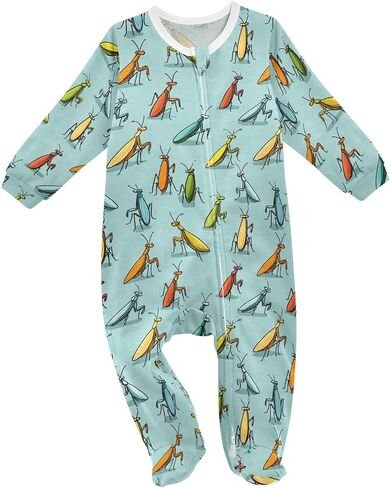 Baby One-Piece Footies Long Sleeve Rompers Zipper, Baby Footed Jumpsuit Cotton Clothes for Boys Girls 0-24 Month in Kuwait