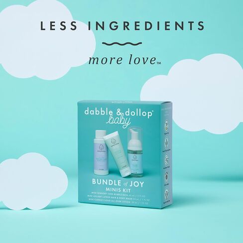 Dabble & Dollop Baby Minis Kit – Fragrance-Free, Tear-Free Shampoo & Body Wash, Bubble Bath and All Over Lotion, Travel Size Baby Toiletries or Gift Set for Newborns & Sensitive Skin in Kuwait