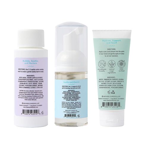 Dabble & Dollop Baby Minis Kit – Fragrance-Free, Tear-Free Shampoo & Body Wash, Bubble Bath and All Over Lotion, Travel Size Baby Toiletries or Gift Set for Newborns & Sensitive Skin in Kuwait
