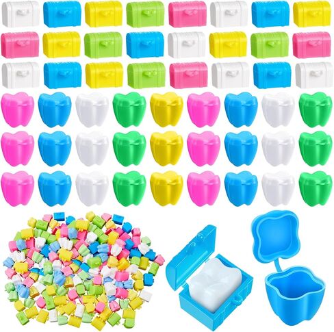 Pinkunn 200 Pcs Colorful Tooth Savers Box Plastic Tooth Holders Bulk for Boys Girls Kids Keepsake Goodie Bag Fillers Party Favor Dentist Office 7 Colors in Kuwait