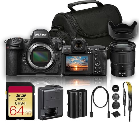 Nikon Z8 Mirrorless Camera with FTZ II Mount Adapter Bundle, 45.7MP Full Frame Professional Digital Camera, 8K Video, EXPEED 7, 493-Point AF + Camera Bag + 64GB UHS-II Memory Card | For Photography & Video | 45.7MP Full Frame Mirrorless Camera | Full Fram in Kuwait