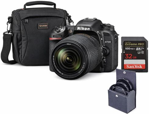 Nikon D7500 DX-Format DSLR Camera with AF-S DX NIKKOR 18-140mm f/3.5-5.6G ED VR Lens, Bundle with 32GB Memory Card, Bag, Filter Kit in Saudi Arabia