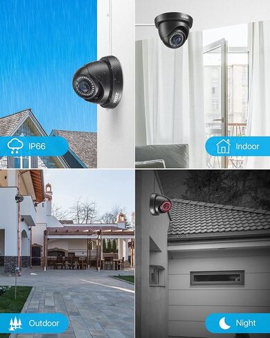 ZOSI 4 Pack 1080P 1920TVL HD-TVI Dome Security Cameras,Night Vision,2MP Indoor Outdoor Home Surveillance CCTV Camera for 1080P/5MP/4K TVI Analog DVR in Kuwait