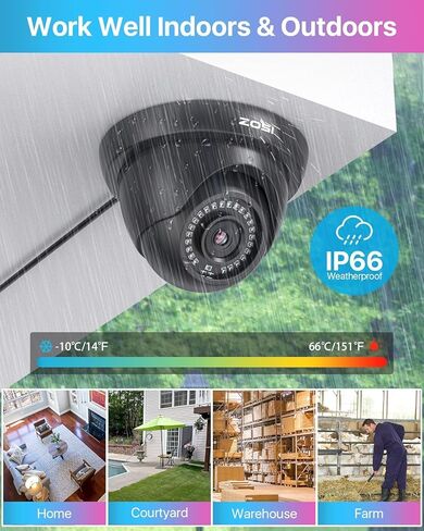 ZOSI 4 Pack 1080P 1920TVL HD-TVI Dome Security Cameras,Night Vision,2MP Indoor Outdoor Home Surveillance CCTV Camera for 1080P/5MP/4K TVI Analog DVR in Kuwait
