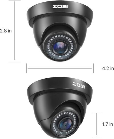 ZOSI 4 Pack 1080P 1920TVL HD-TVI Dome Security Cameras,Night Vision,2MP Indoor Outdoor Home Surveillance CCTV Camera for 1080P/5MP/4K TVI Analog DVR in Kuwait