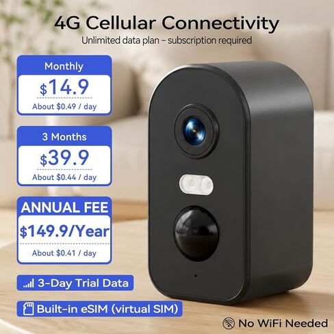 KKB 4G LTE Cellular Security Cameras Wireless Outdoor, Magnetic Mount, 2K No WiFi Security Camera Indoor Battery Powered Built-in SIM, Off-Grid Camera for RVs/Travel/Camping, Subscription Required in Kuwait