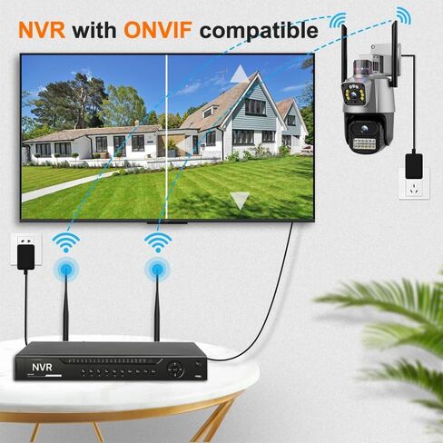 ICSEE WIFI Camera Security 3K 6MP Dual Lens Wireless PTZ Waterproof Human Detection CCTV With Warning Flashing Light, Alexa Supported (Dual Lens Black 6MP) in Kuwait