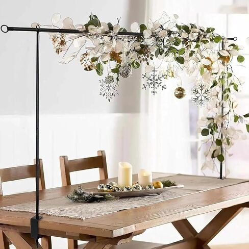 Over the Table Rod Stand with Clamps, Table Banner Stand for Event Decor | Adjustable height 16"-48" and length 31"-98",Black Table Arch Stand Hanging for Wedding Birthday Party Decorations in Kuwait