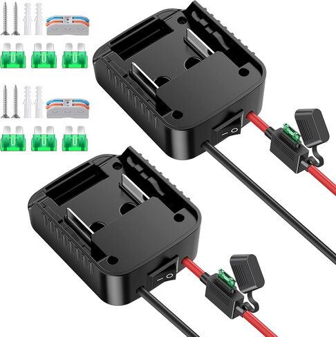 2 Packs for Power Wheel Adapter Compatible with Makita 18V Battery Adapter Converter Upgrade Kit with Fuse & Switch & Wire Terminals 12AWG Wire Battery Connector for DIY Ride On Truck and Rc Toys in Kuwait