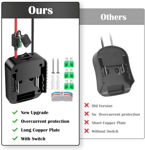 2 Packs for Power Wheel Adapter Compatible with Makita 18V Battery Adapter Converter Upgrade Kit with Fuse & Switch & Wire Terminals 12AWG Wire Battery Connector for DIY Ride On Truck and Rc Toys in Kuwait